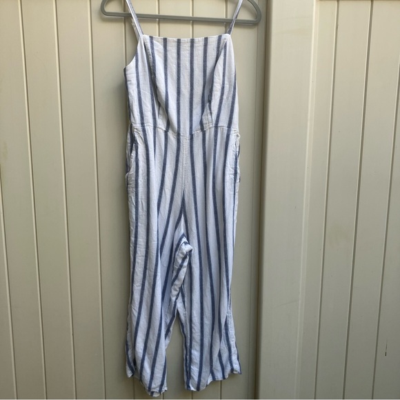 Old Navy women's jumper size medium linen blend blue white sleeveless coastal - Picture 1 of 6